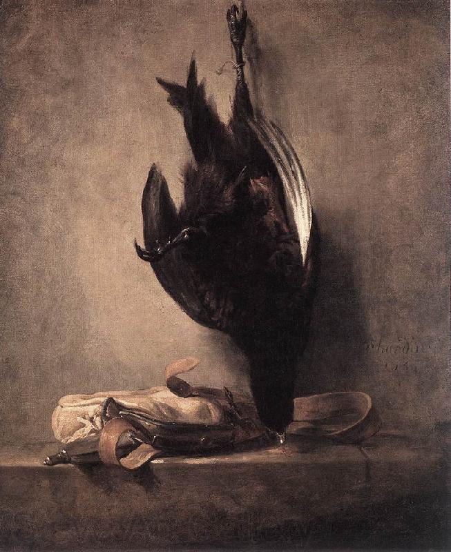 jean-Baptiste-Simeon Chardin Still-Life with Dead Pheasant and Hunting Bag Norge oil painting art